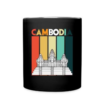 Kambodscha Angkor Wat Retro Tempel Asien - Tasse einfarbig - Schwarz - Vorne