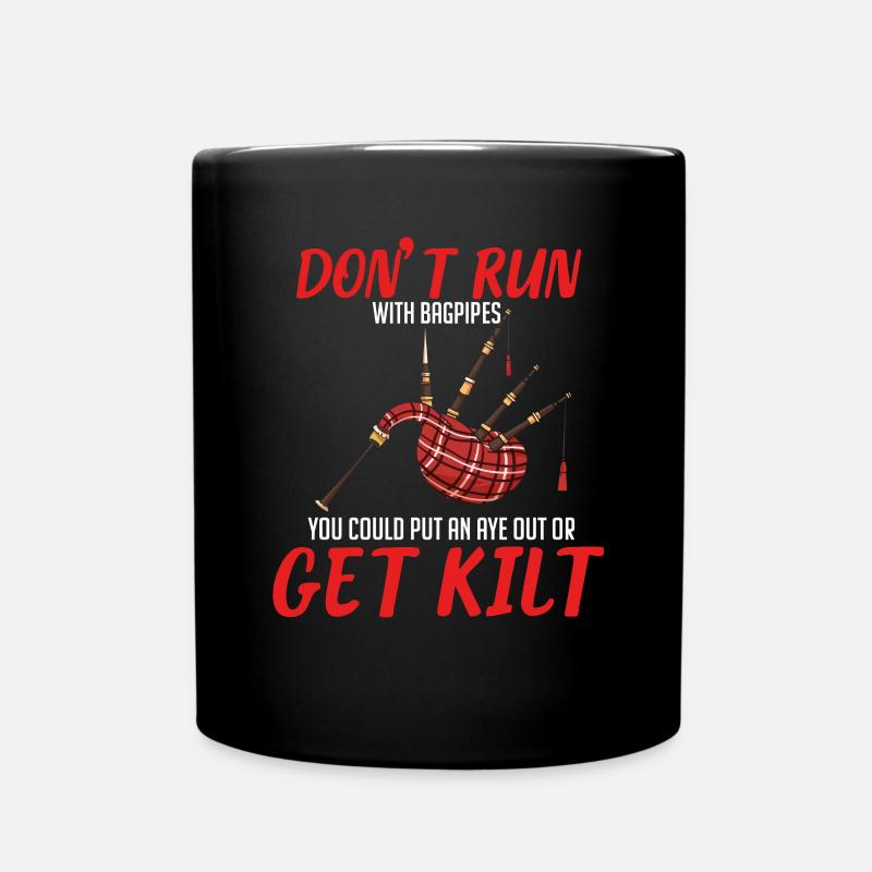 Ne courez pas avec des cornemuses Scottish Kilt - Mug uni - noir