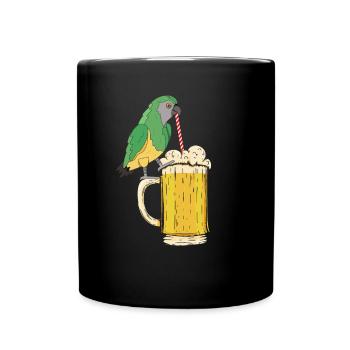 Papagei Bier Papagei Vogelliebhaber Lustiger - Tasse einfarbig - Schwarz - Vorne