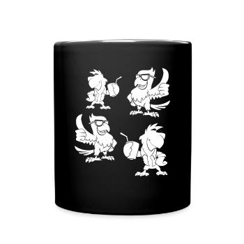 Papageien Sonnenbrille Cool Cockatiel Papagei - Tasse einfarbig - Schwarz - Vorne