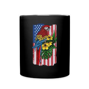 USA Flagge Papagei Vogelliebhaber Papageienvogel - Tasse einfarbig - Schwarz - Vorne