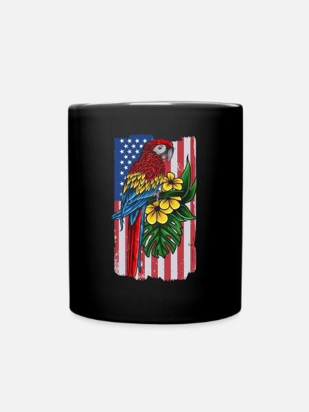 USA Flag Parrot Bird Lover Parrot Bird - Mug uni - noir