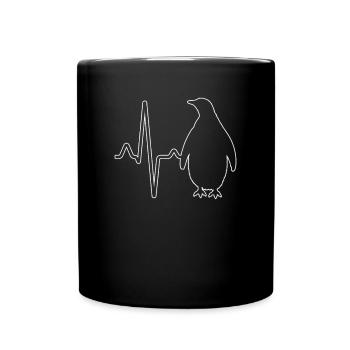 Pinguin Herzschlag - Tasse einfarbig - Schwarz - Vorne