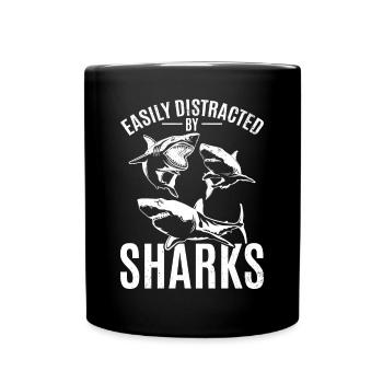 Shark Great White Shark Love Ich werde leicht von - Tasse einfarbig - Schwarz - Vorne