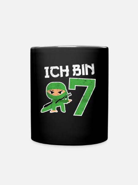 7. Geburtstag Ninja 7 Jahre Kindergeburtstag - Tasse einfarbig - Schwarz