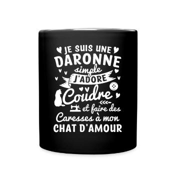 daronne coudre couture propriétaire chat maman - Mug uni - noir - Devant