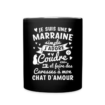 marraine coudre couture propriétaire chat - Mug uni - noir - Devant