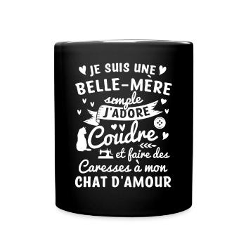 belle mère coudre couture propriétaire chat maman - Mug uni - noir - Devant