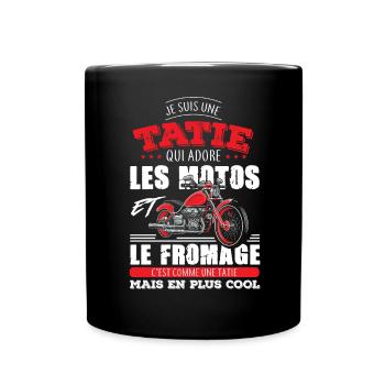 tatie tata motarde adore les motos fromage cadeau - Mug uni - noir - Devant