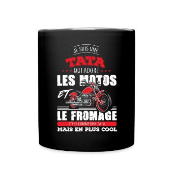 tata tante motarde adore les motos fromage - Mug uni - noir - Devant