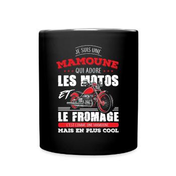 mamoune motarde adore les motos fromage maman - Mug uni - noir - Devant