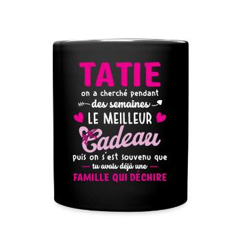 Meilleur cadeau tatie citation coeur ruban tante - Mug uni - noir - Devant