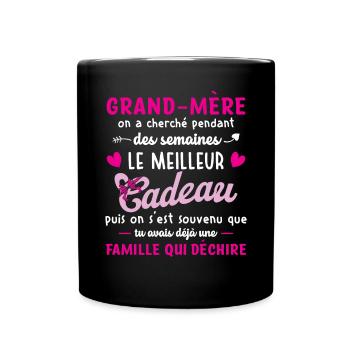 Meilleur cadeau grand mère citation coeur ruban - Mug uni - noir - Devant