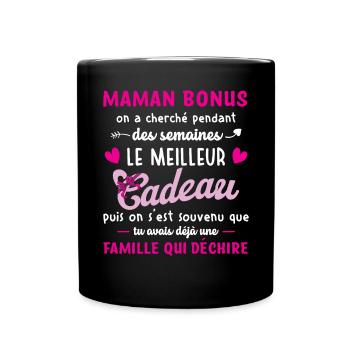 Meilleur cadeau maman bonus citation coeur ruban - Mug uni - noir - Devant