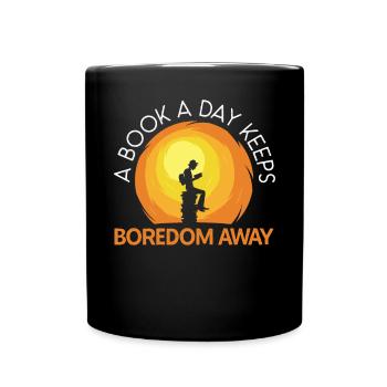 A Book A Day Keeps Boredom Away Bookworm Reading - Full Colour Mug - black - Front