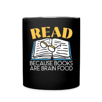 Lire parce que les livres sont un rat de bibliothèque de nourriture pour le cerveau - Mug uni - noir - Devant