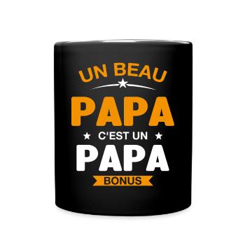 Un Beau Papa C'est un Papa Bonus - Mug uni - noir - Devant