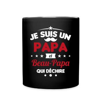 je suis un papa et beau-papa qui déchire - Mug uni - noir - Devant