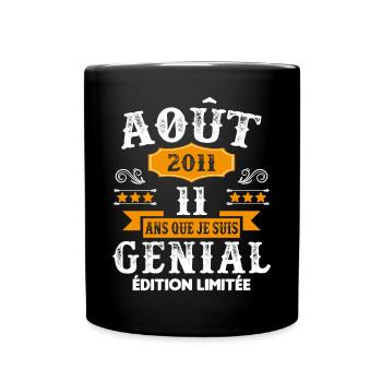 11 Ans Anniversaire Vintage Né(e) en Août 2011 - Mug uni - noir - Devant