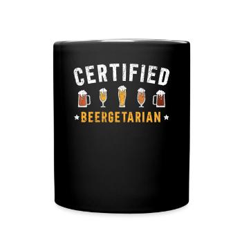 Buveur de bière Beergetarian certifié - Mug uni - noir - Devant