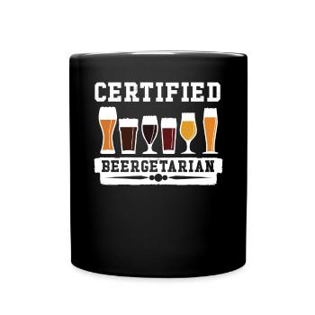 Buveur de bière Beergetarian certifié - Mug uni - noir - Devant