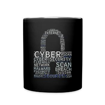 Cyber Security Wordcloud Padlock - Full Colour Mug - black - Front