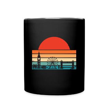 London Sunrise Big Ben Tower Bridge London Eye - Tasse einfarbig - Schwarz - Vorne