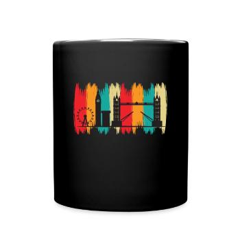Tower Bridge London Retro Big Ben Riesenrad UK - Tasse einfarbig - Schwarz - Vorne