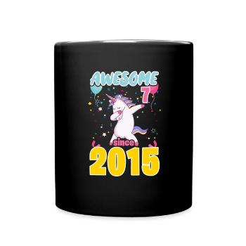 7. Geburtstag Einhorn 7 Jahre Geschenk - Tasse einfarbig - Schwarz - Vorne