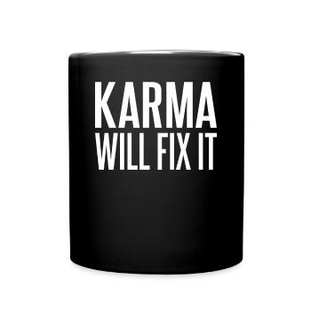 Le karma réparera le destin Le karma n’oubliera jamais - Mug uni - noir - Devant