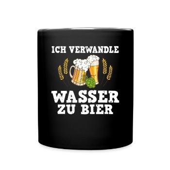 Ich verwandle Wasser zu Bier Hobbybrauer zu Hause - Tasse einfarbig - Schwarz - Vorne