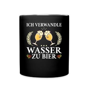 Ich verwandle Wasser zu Bier Hobby Brauer Bier geb - Tasse einfarbig - Schwarz - Vorne