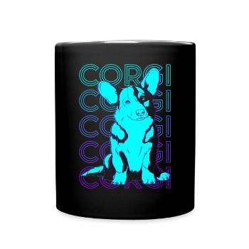 Corgi Retro Gift - Full Colour Mug - black - Front