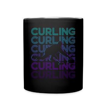 Curling Retro Gift - Full Colour Mug - black - Front