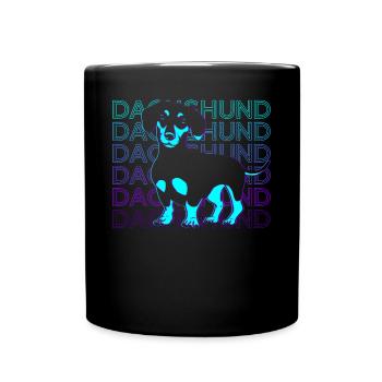 Dackel Retro Geschenk - Tasse einfarbig - Schwarz - Vorne