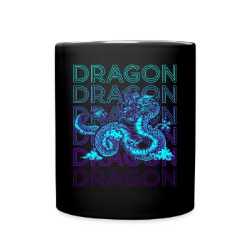 Drache Retro Geschenk - Tasse einfarbig - Schwarz - Vorne