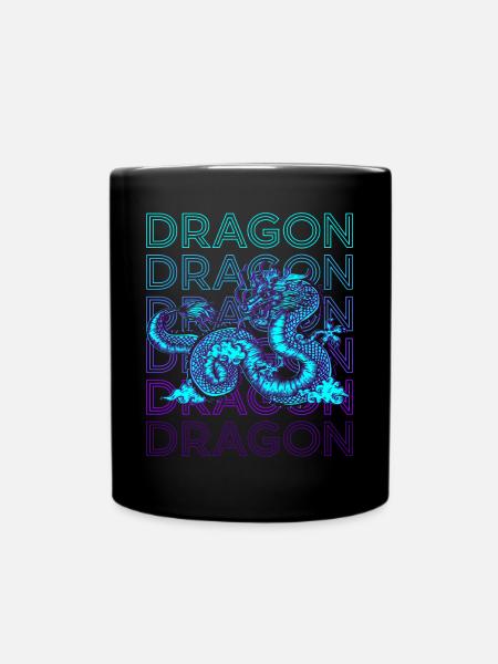 Dragon Retro Gift - Full Colour Mug - black