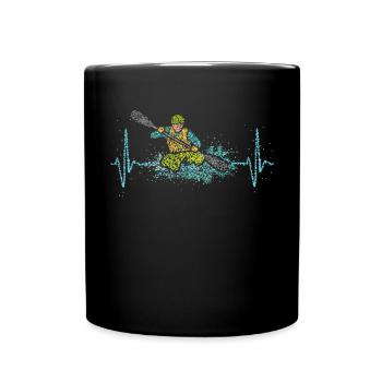 Kayak Kajak Kayakfahren Wildwasser Herzschlag - Tasse einfarbig - Schwarz - Vorne