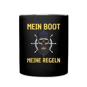 Mein Boot meine Regeln Skipper Matrose Kapitän - Tasse einfarbig - Schwarz - Vorne