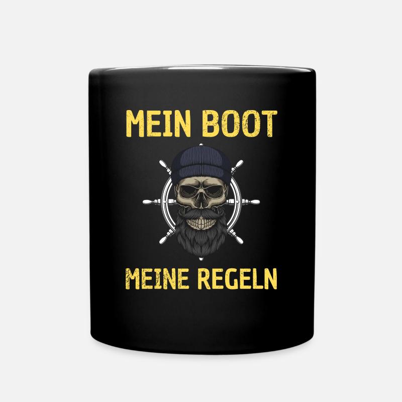 Mein Boot meine Regeln Skipper Matrose Kapitän - Tasse einfarbig - Schwarz
