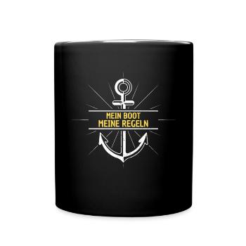 Mein Boot meine Regeln Skipper Matrose Kapitän - Tasse einfarbig - Schwarz - Vorne