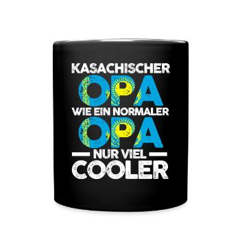 Kasachstanischer Opa Kasache Kasachstan - Tasse einfarbig - Schwarz - Vorne
