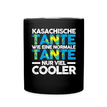 Kasachin Tante Kasachstan - Tasse einfarbig - Schwarz - Vorne