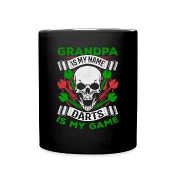 Opa ist mein Name Darts ist mein Spiel Dartspieler - Tasse einfarbig - Schwarz - Vorne