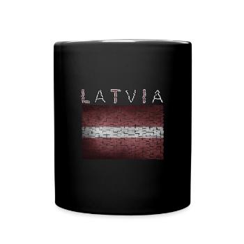 Lettland Latvia Riga Flagge - Tasse einfarbig - Schwarz - Vorne