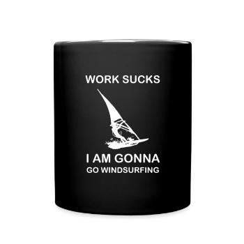 Le boulot, c’est nul, je vais faire de la planche à voile - Mug uni - noir - Devant