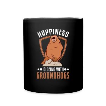 Happiness is being with Groundhogs Marmot - Full Colour Mug - black - Front