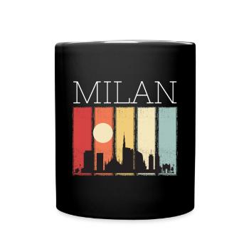 Milan Moon Skyline Rétro Cathédrale de Milan - Mug uni - noir - Devant