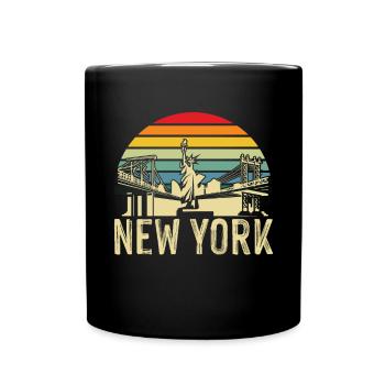 NY Statue of Liberty New York Big Apple NYC Skyline - Full Colour Mug - black - Front