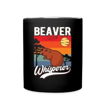 Biber Flüsterer Beaver Whisperer - Full Colour Mug - black - Front